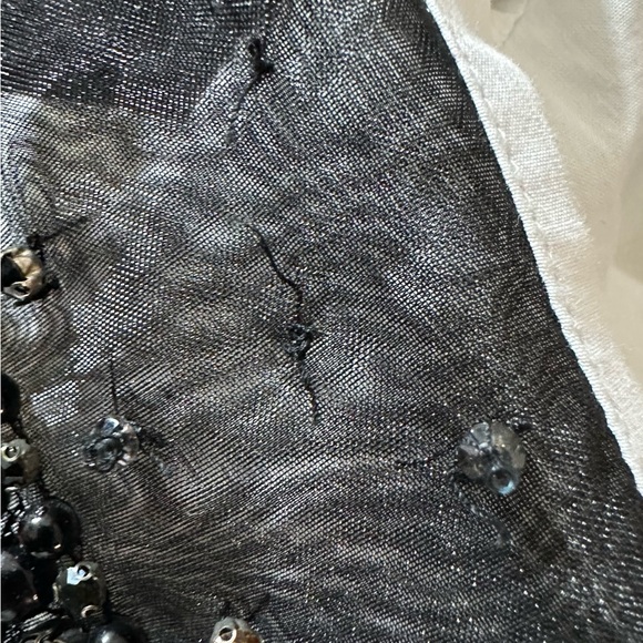 Anthropologie Maeve White Shirt with Black Sequin Collar - Picture 9 of 9